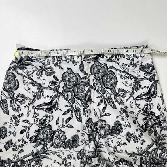 Bill Blass White & Black Floral Toile Print Cotton Denim Capri Pants 16 Petite - Picture 5 of 8